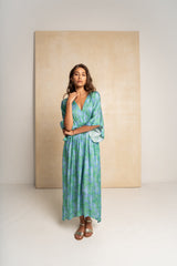 Classic Kimbo Dress - Green & Blue Dots