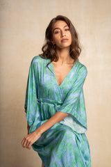 Classic Kimbo Dress - Green & Blue Dots