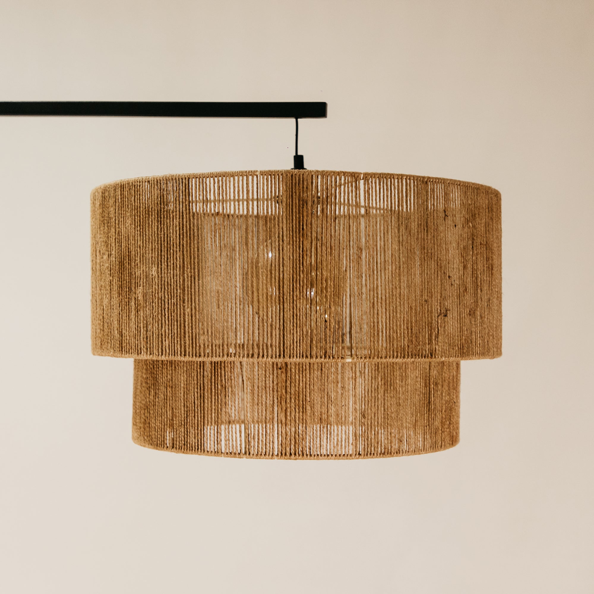 Pinda Arch Lamp with Two-Tier Jute Shade