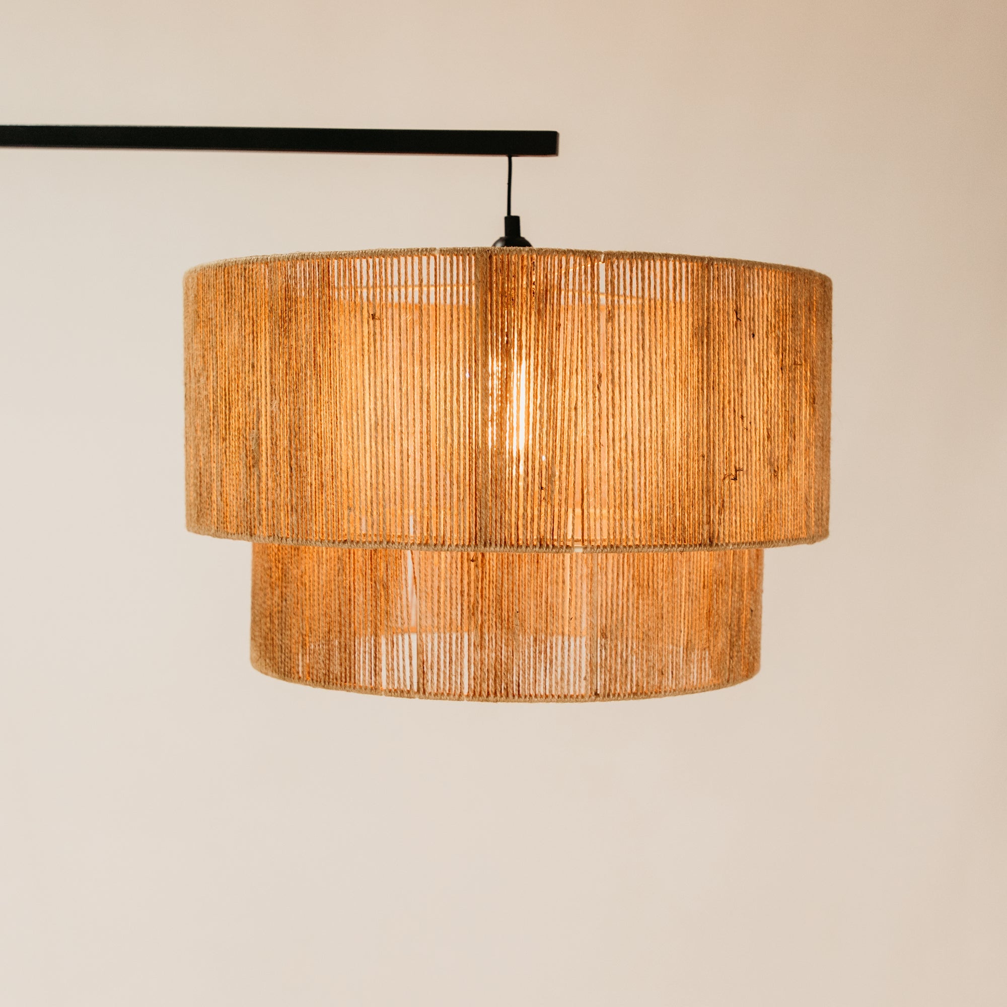 Pinda Arch Lamp with Two-Tier Jute Shade