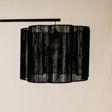 Pinda Arch Lamp with Scalloped Jute Shade – Black