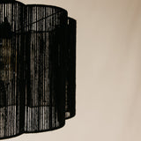 Pinda Arch Lamp with Scalloped Jute Shade – Black