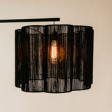 Pinda Arch Lamp with Scalloped Jute Shade – Black