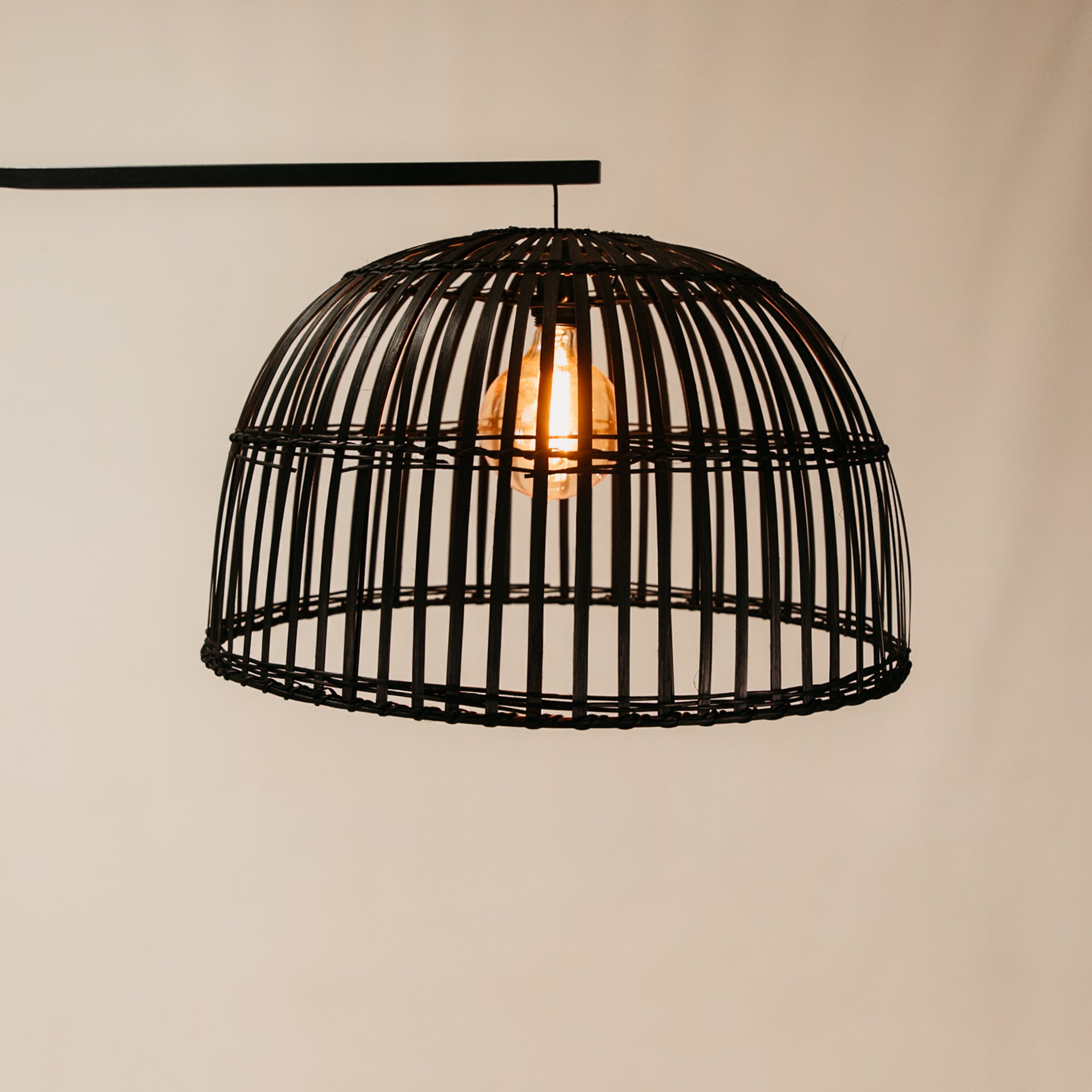 Soloman Arch Lamp with Cane Shade – Black