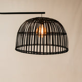 Soloman Arch Lamp with Cane Shade – Black
