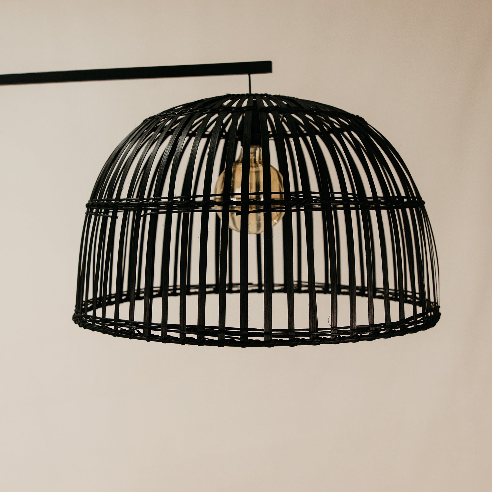 Soloman Arch Lamp with Cane Shade – Black