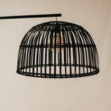 Soloman Arch Lamp with Cane Shade – Black