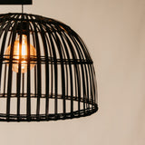 Soloman Arch Lamp with Cane Shade – Black