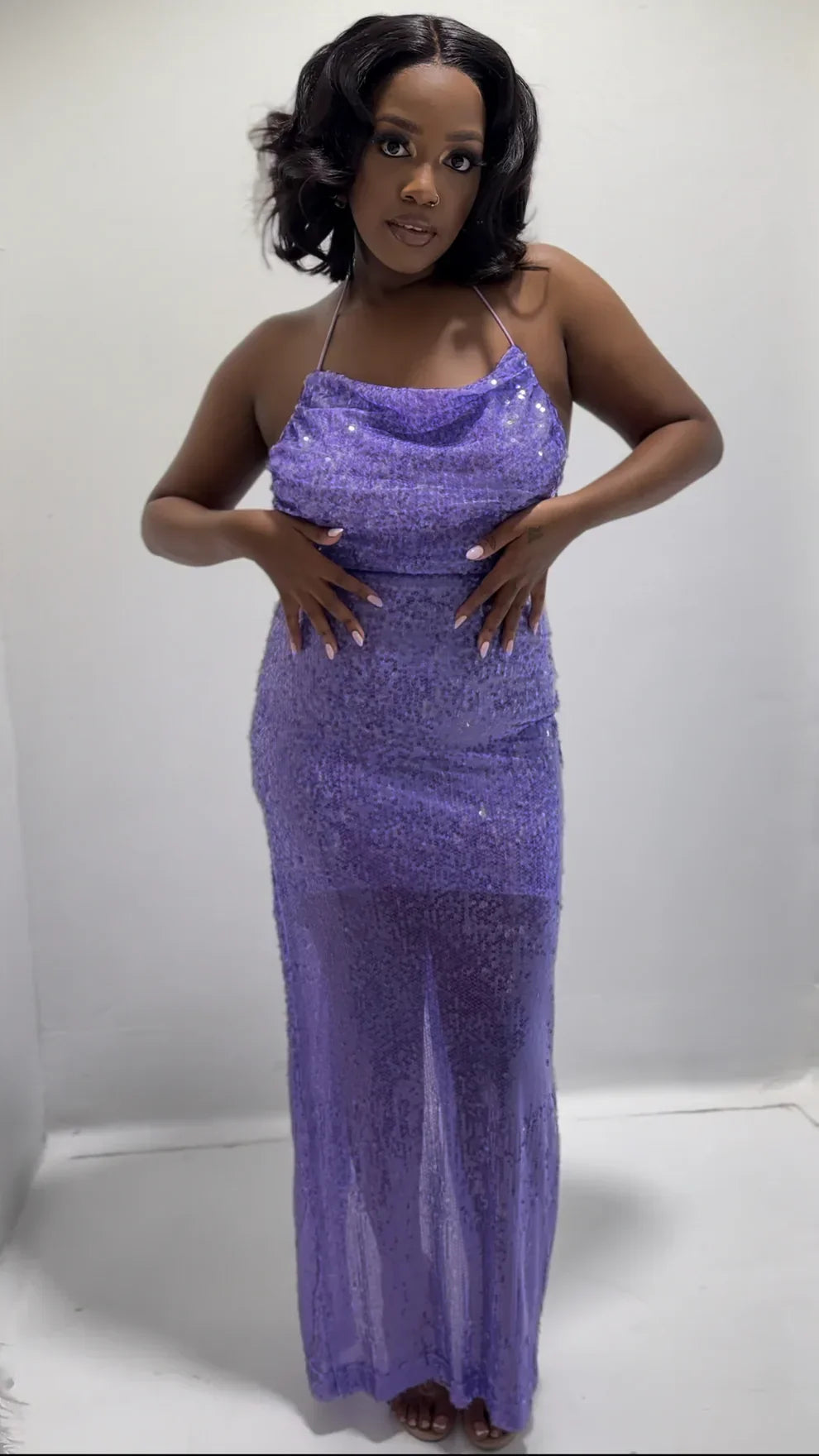 Reena Slit Sequin Dress