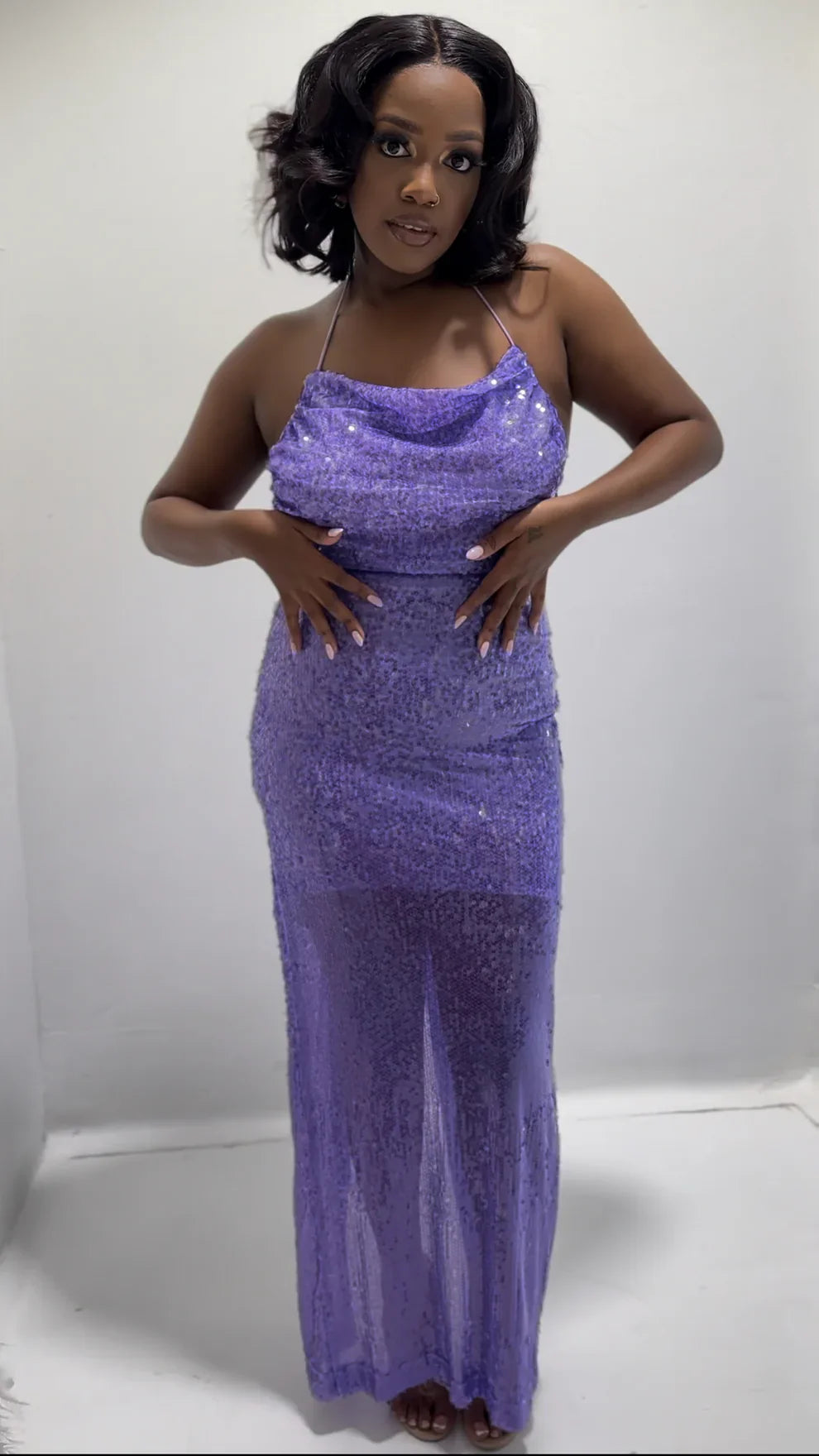 Reena Slit Sequin Dress