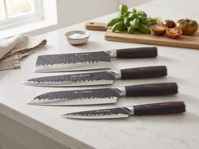 4pc Elite Chefs Knife Set - Wooden Handle - Image 2