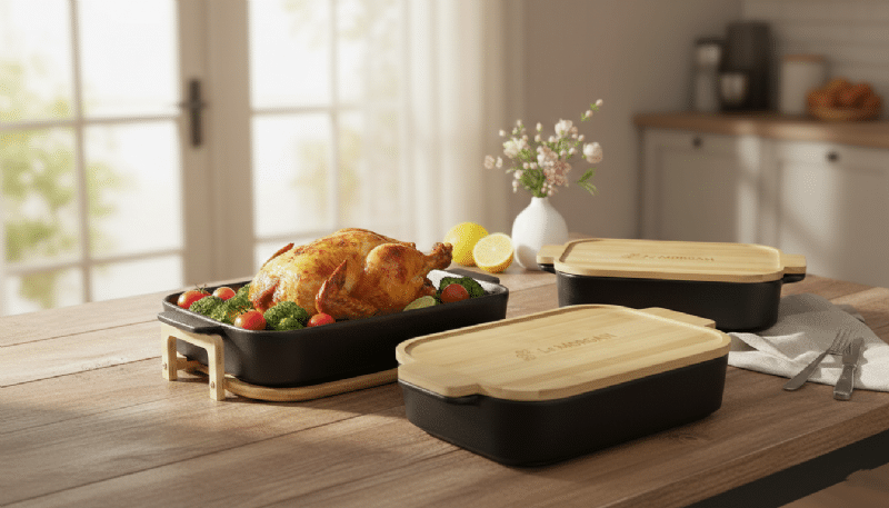 3pc Baking Dish - Bamboo Lid - Image 1