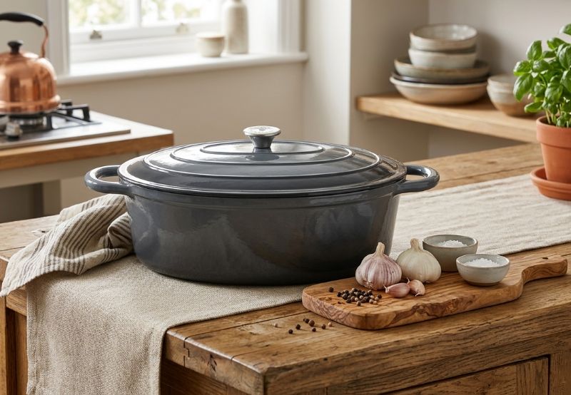 40cm Oval Cast Iron Pot (Available in All Colours) - Image 6