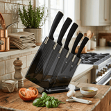 5pc Grooved Knife Set with Stand - Image 1