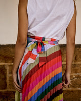 Pleated Wrap Skirt - Kaleidoscope Stripe