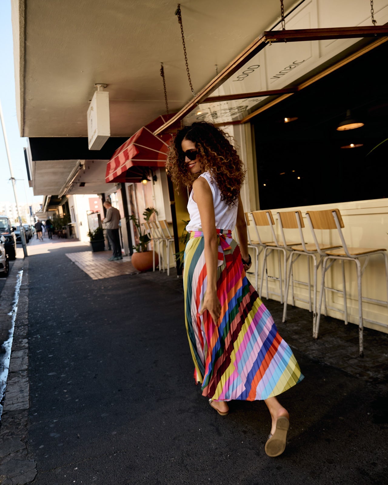 Pleated Wrap Skirt - Kaleidoscope Stripe
