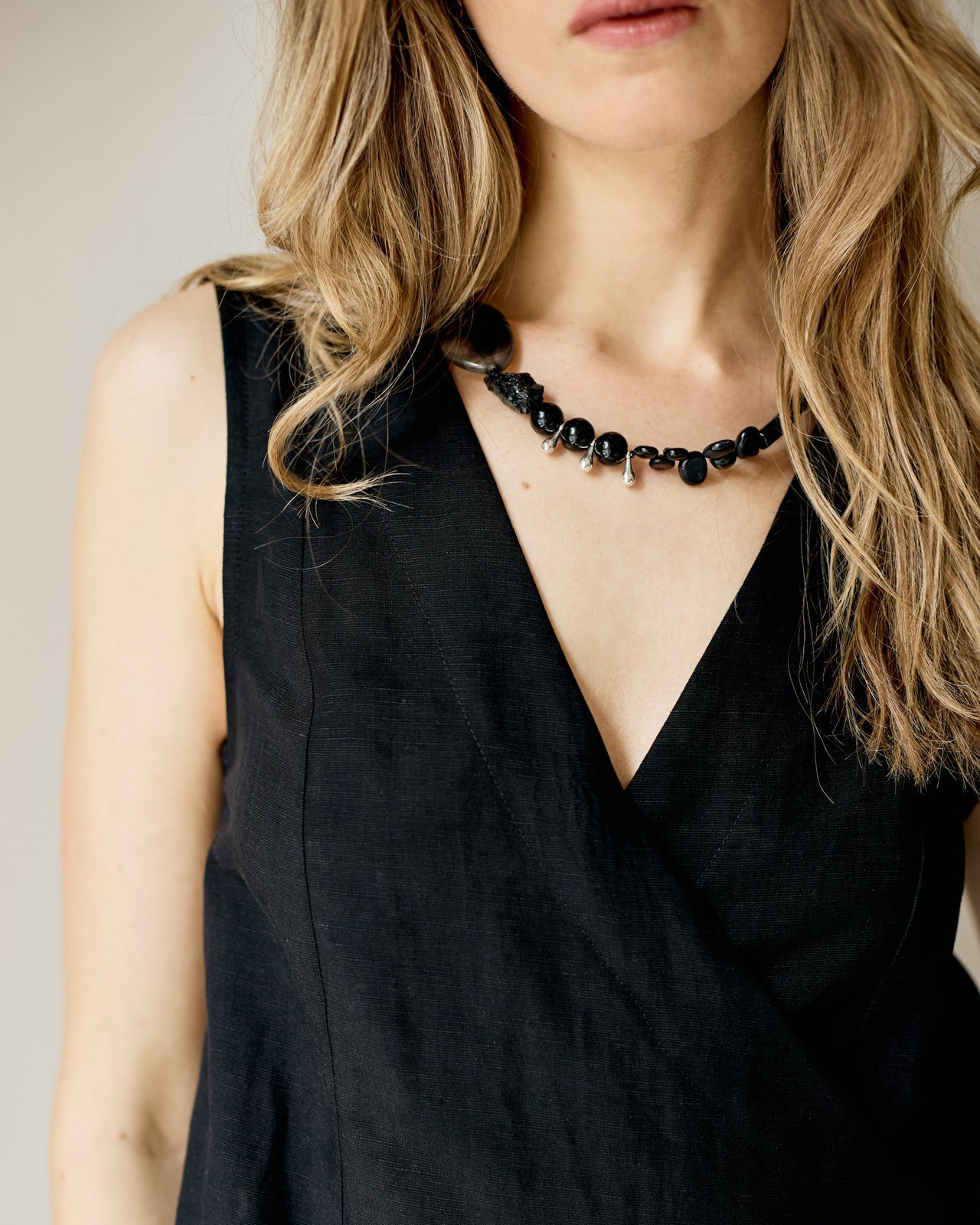Wrap Gilet - Black Linen