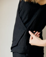 Wrap Gilet - Black Linen