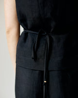 Wrap Gilet - Black Linen