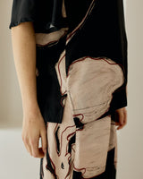 Piped Raglan Top - Black Floral