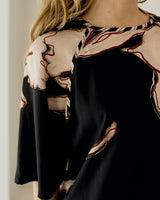 Piped Raglan Top - Black Floral