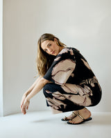 Piped Raglan Top - Black Floral