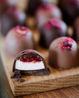 Mallow & Raspberry Domes Milk & Dark Chocolate 12's