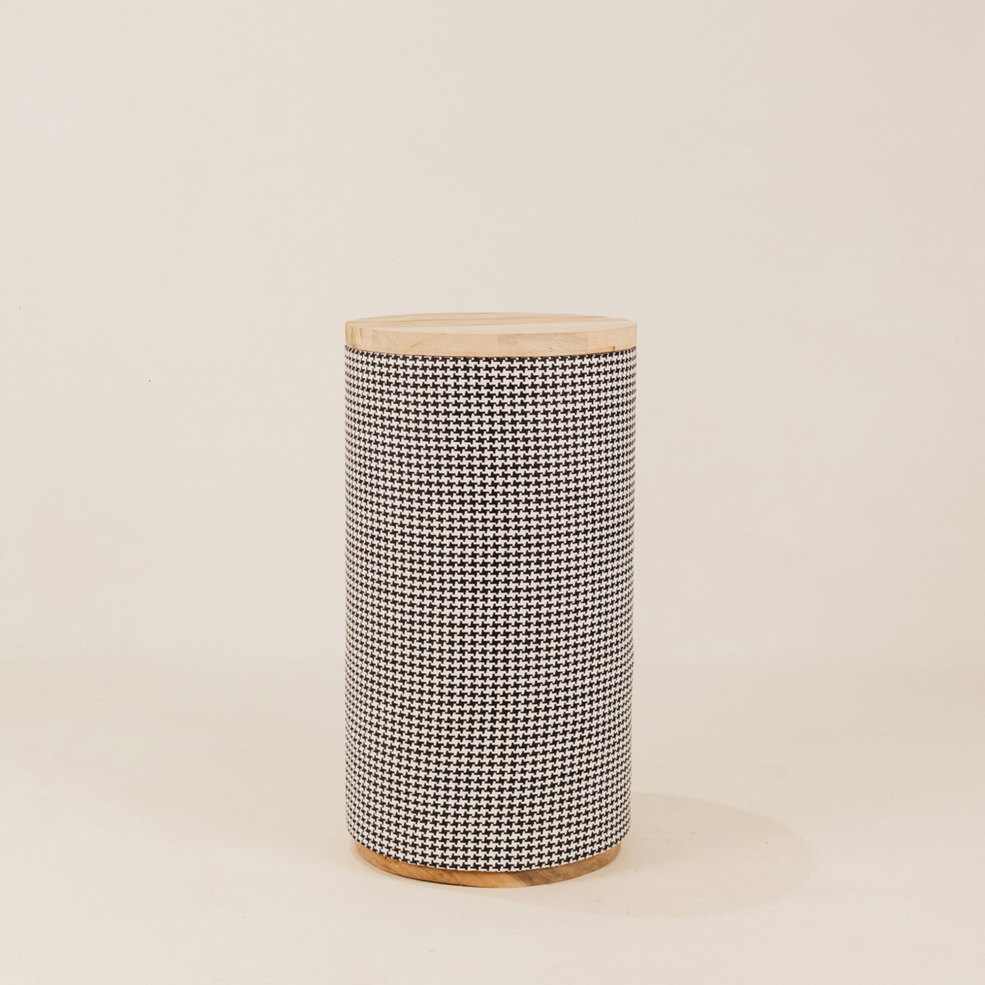 Houndstooth & Wood Side Table