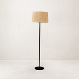 Mkuki Floor Lamp with Raffia Shade – Black