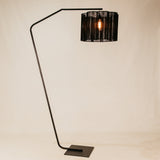 Pinda Arch Lamp with Scalloped Jute Shade – Black