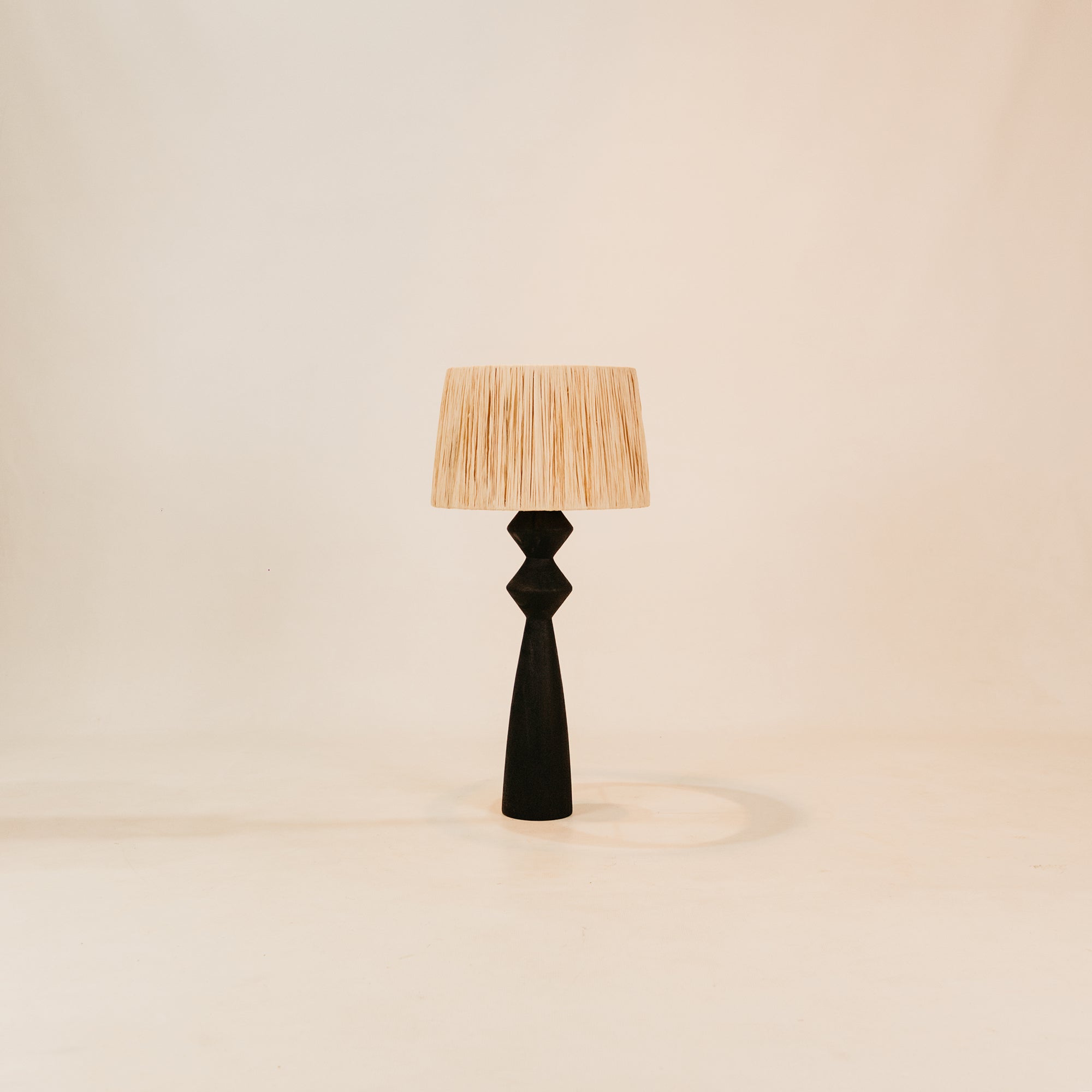 Satara Table Lamp with Raffia Shade – Black