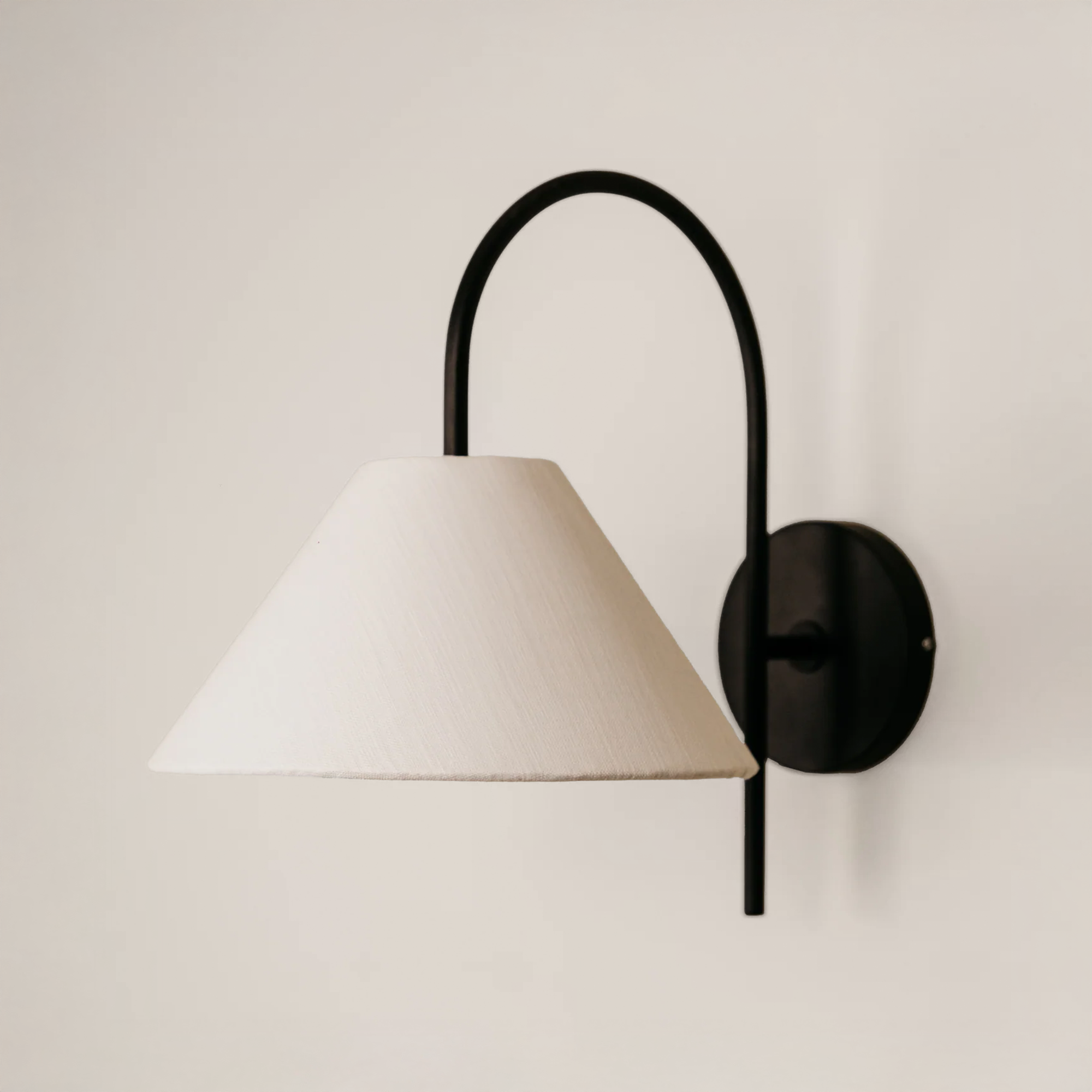 Archer Wall Light with Tapered Linen Shade – Black