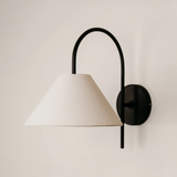 Archer Wall Light with Tapered Linen Shade – Black