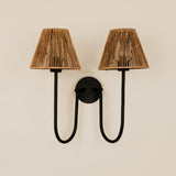 Aria Arc Double Wall Light with Jute Shades