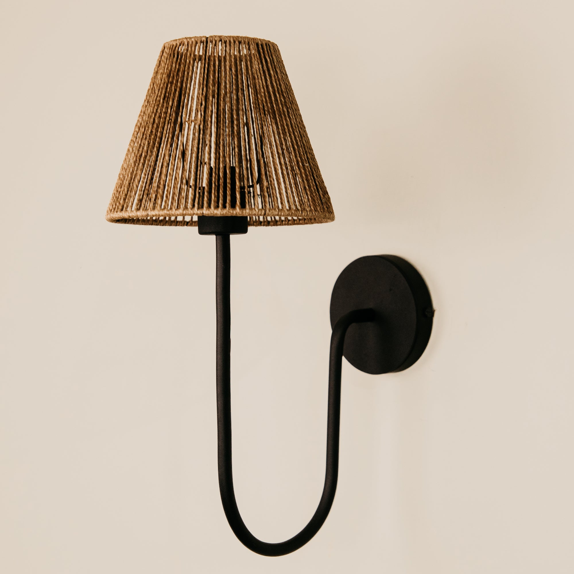 Aria Arc Wall Light with Jute Shade