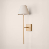 Bongo Wall Light with Tapered Linen Shade – Gold