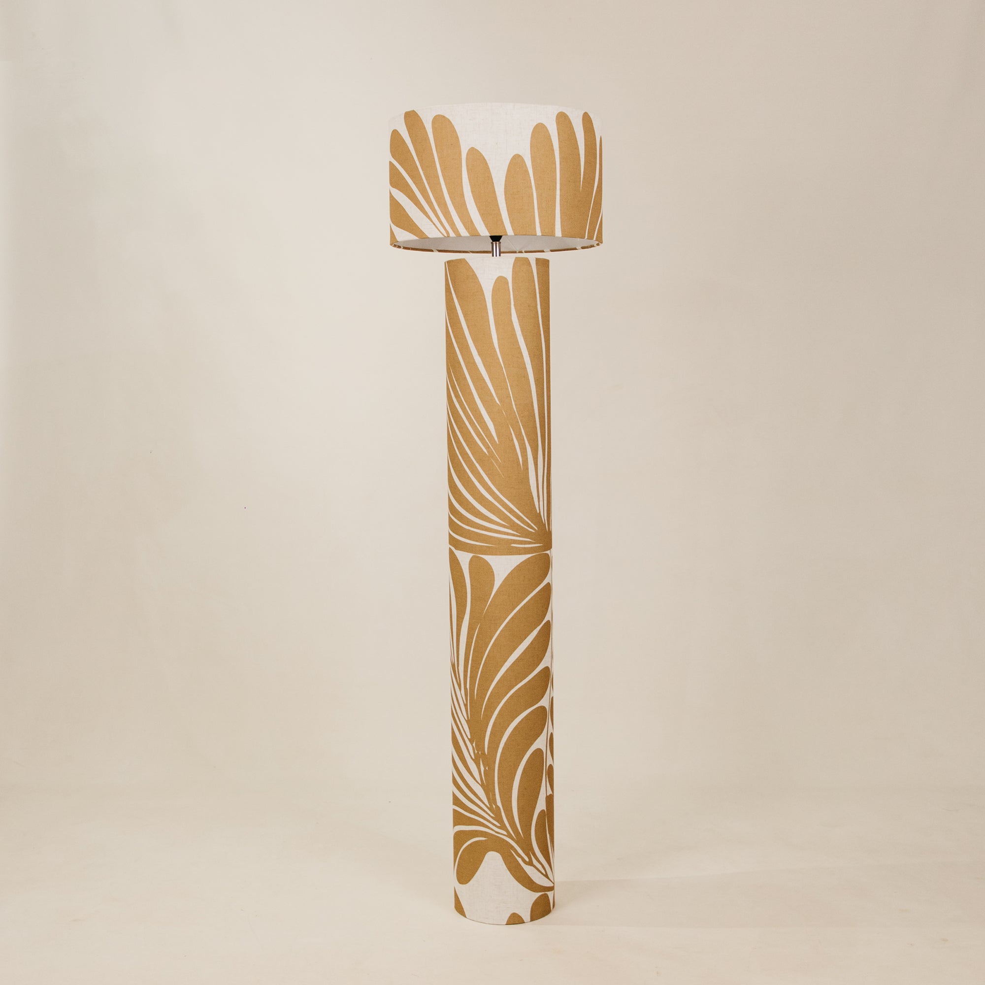Gilded Leaf Barrel Floor Lamp