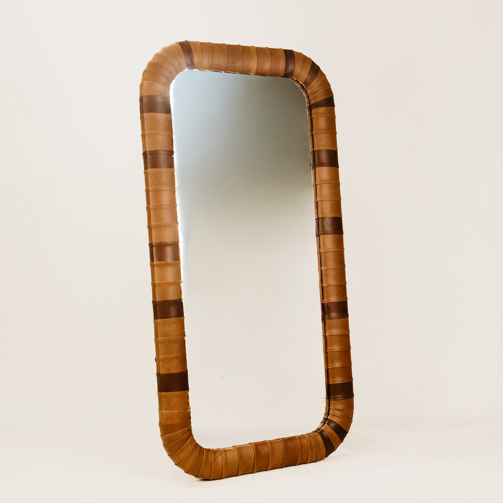 Igbo Leather Standing Mirror – Tan