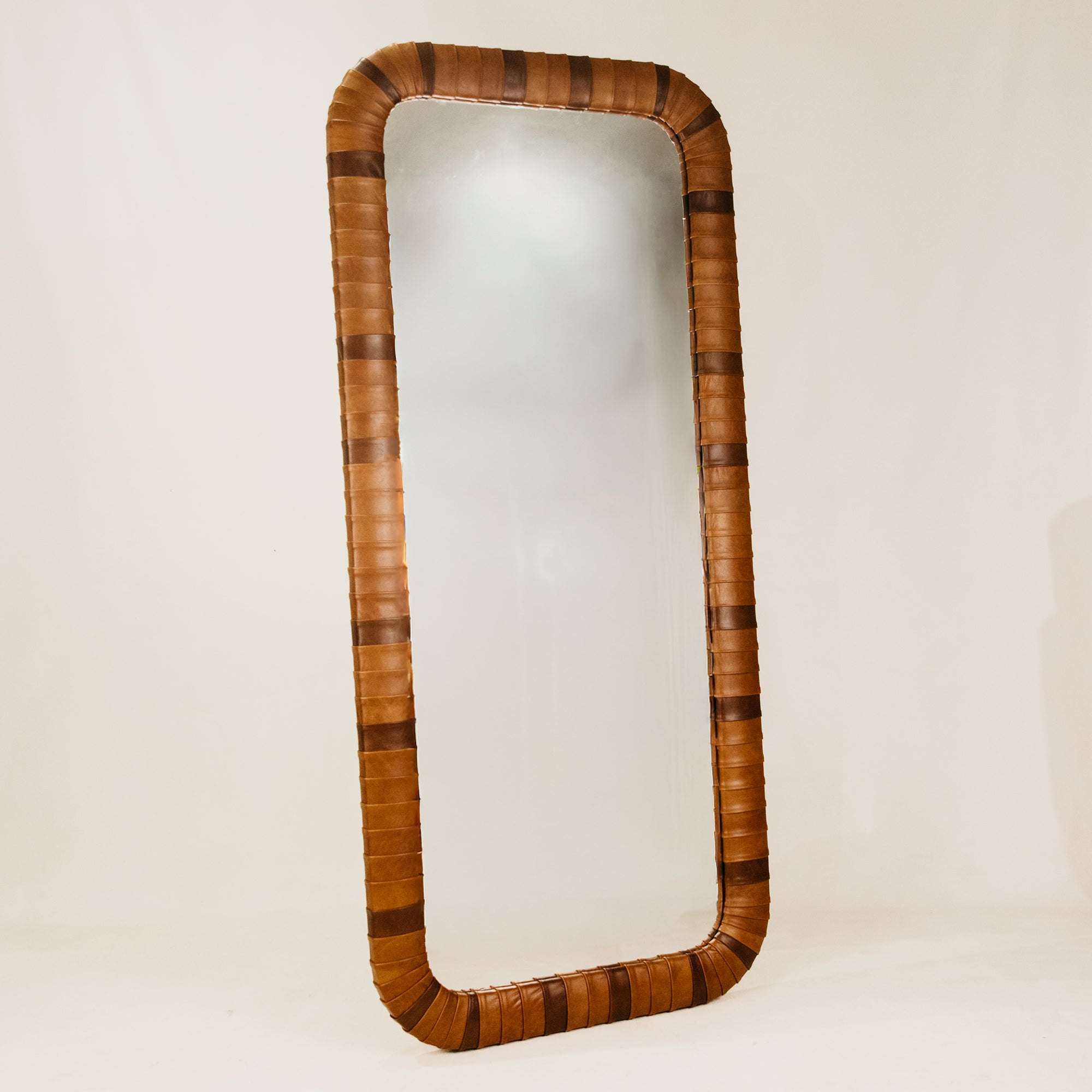 Igbo Leather Wall Mirror – Tan