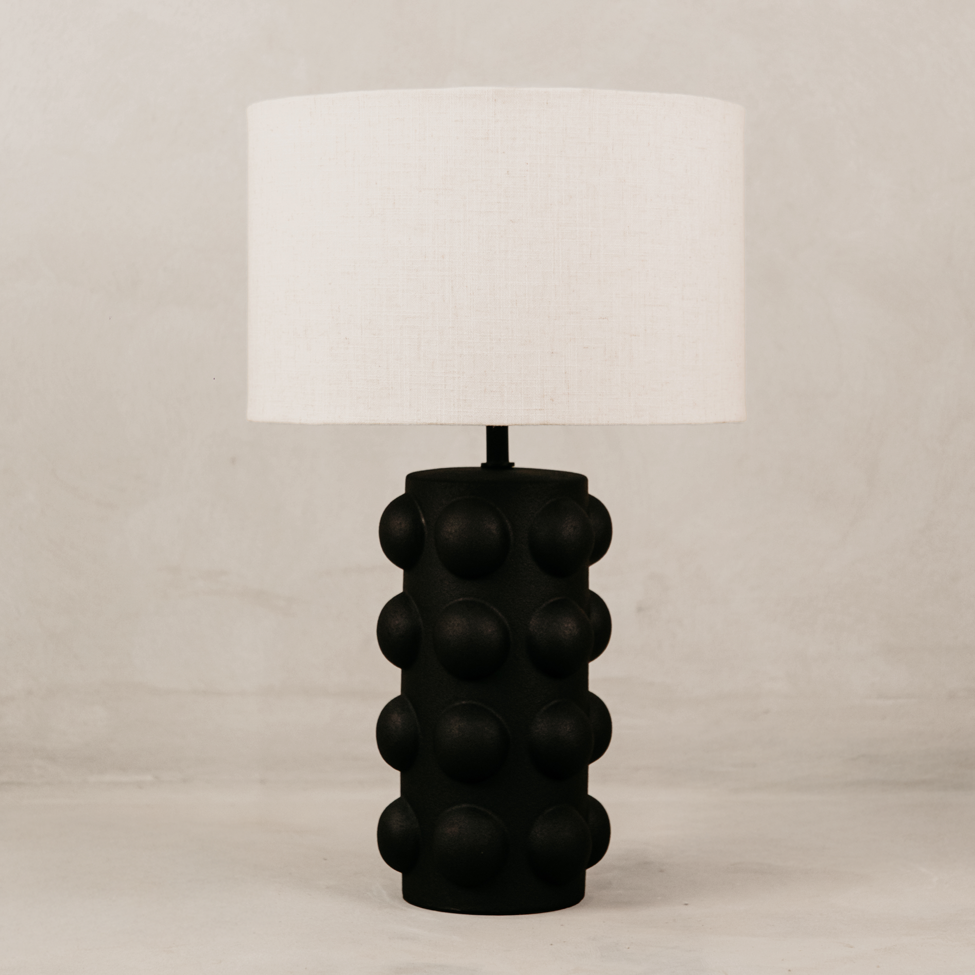 Marula Table Lamp with Linen Shade – Black