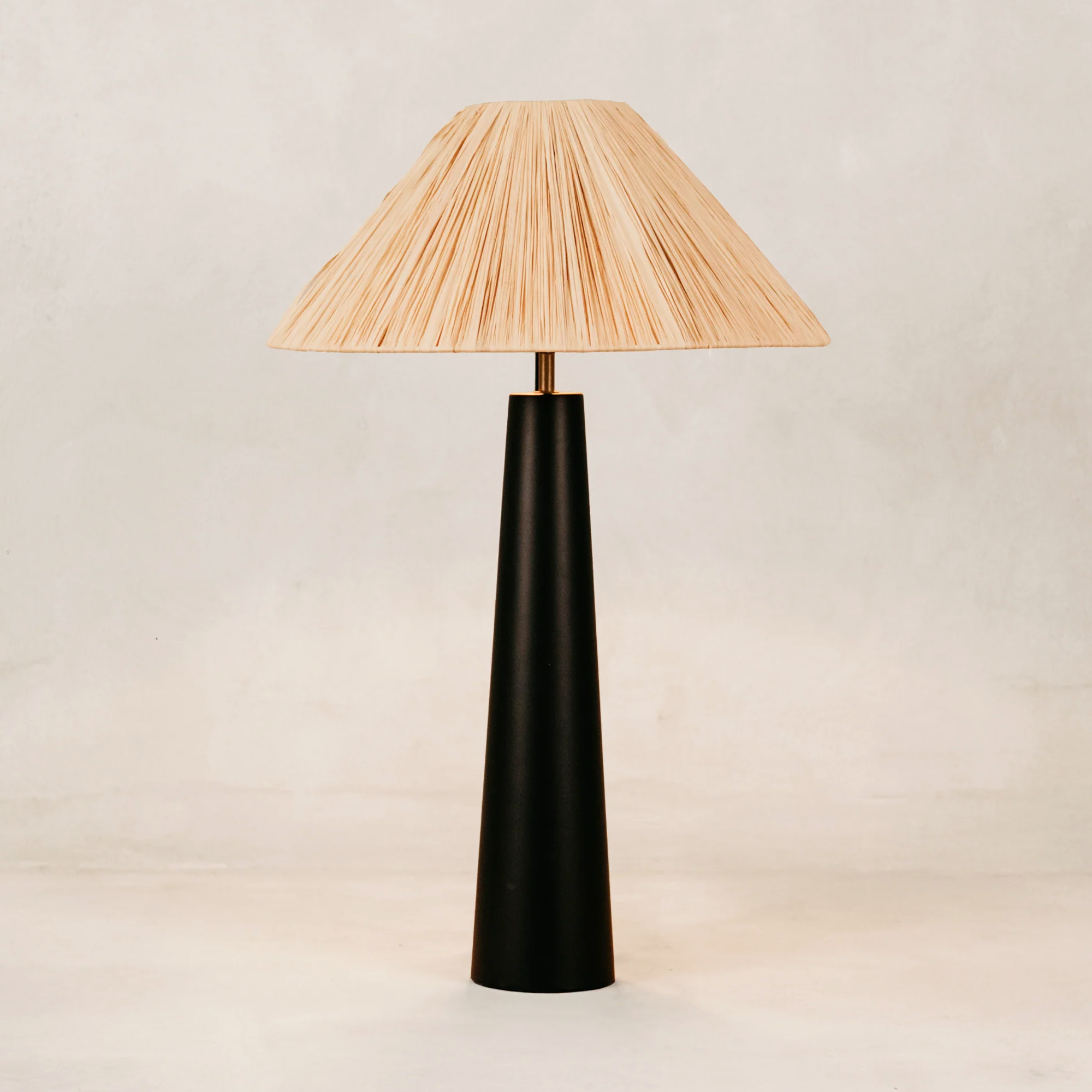 Mitaria Table Lamp with Raffia Shade – Black