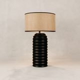 Ndebele Table Lamp with Linen Shade – Black