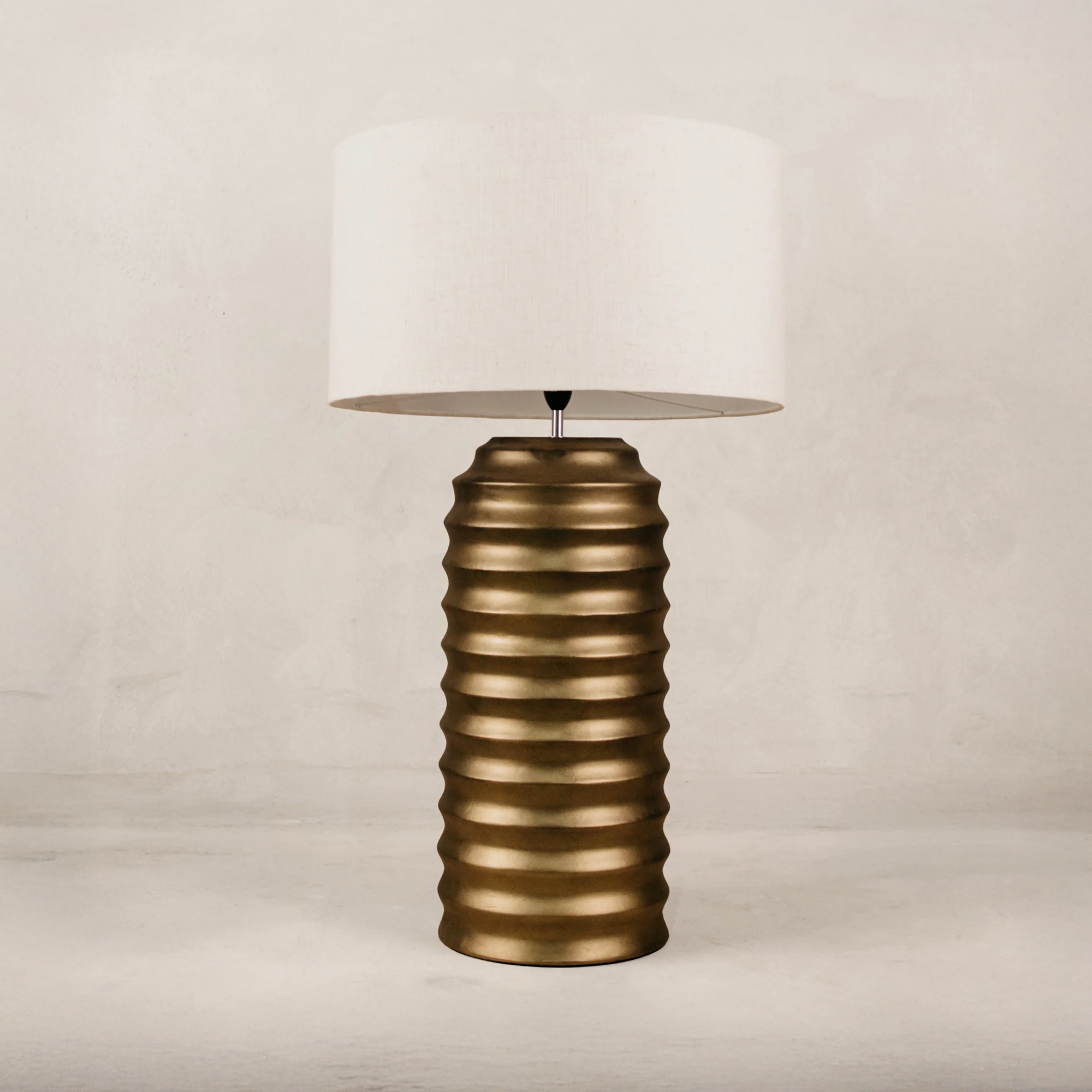 Ndebele Table Lamp with Linen Shade – Gold