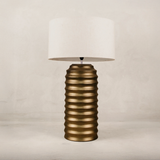 Ndebele Table Lamp with Linen Shade – Gold