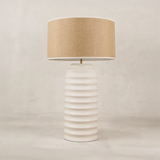 Ndebele Table Lamp with Linen Shade – White