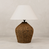 Panama Seagrass Table Lamp with Linen Shade – Natural