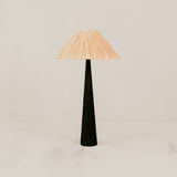 Pinnacle Chiselled Table Lamp with Tapered Raffia Shade – Black