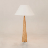 Pinnacle Chiselled Table Lamp with Tapered Linen Shade – Blonde
