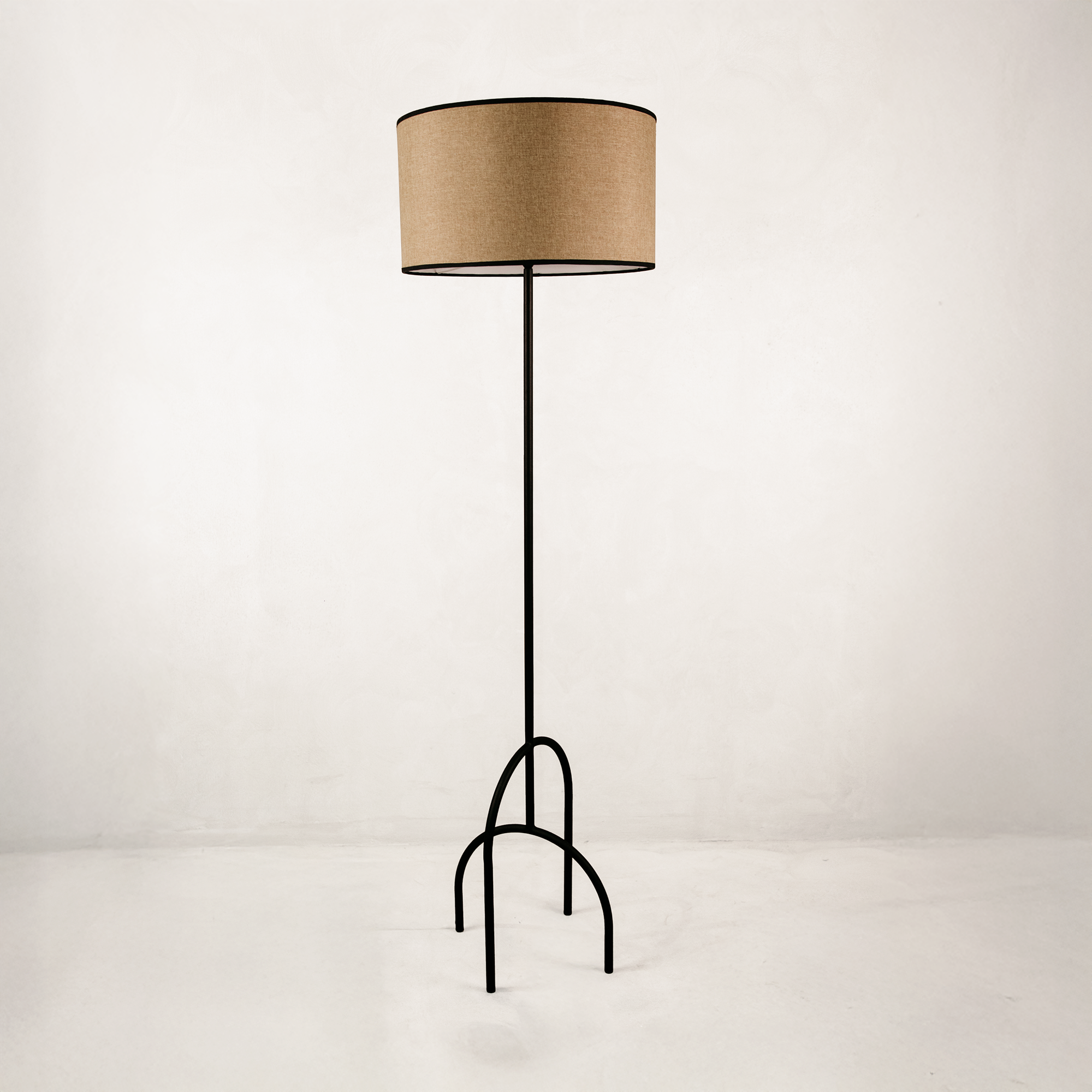 Sitari Metal Floor Lamp with Hessian Shade – Black