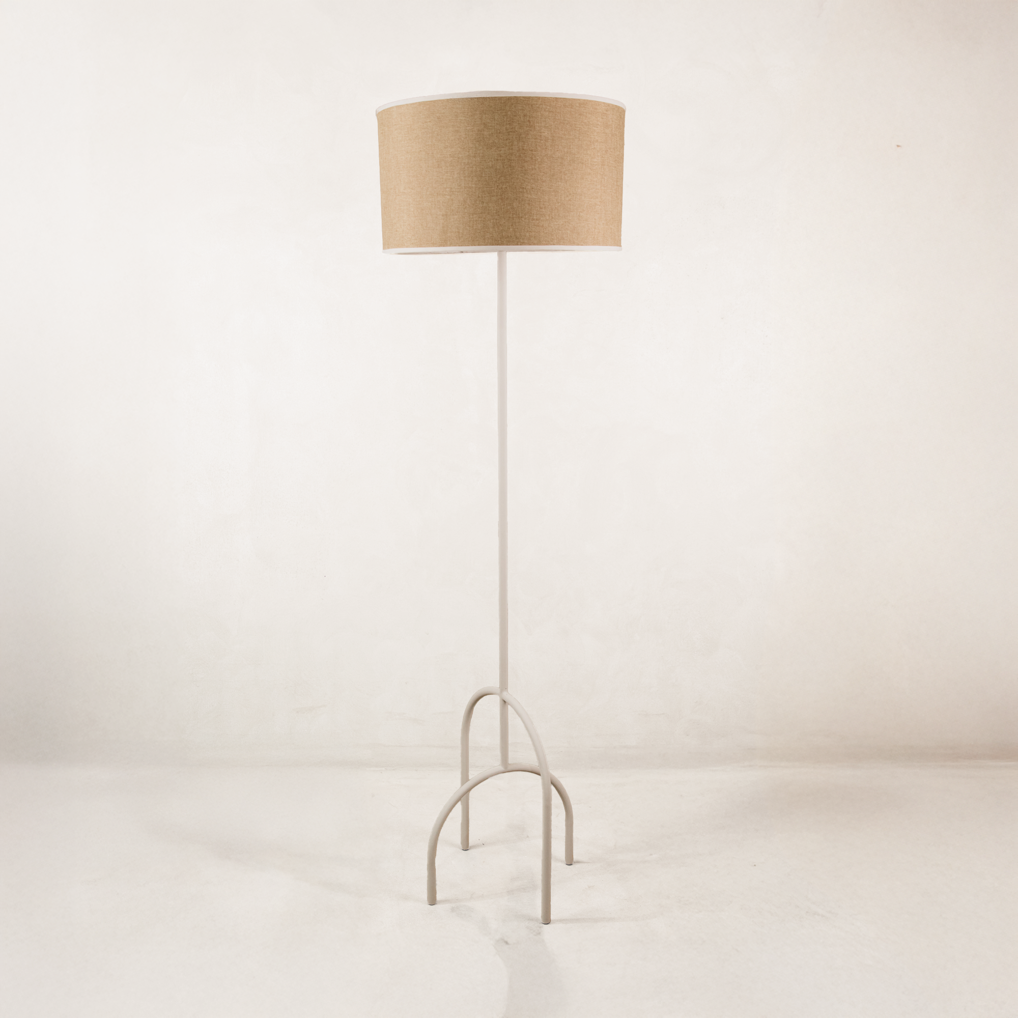 Sitari Metal Floor Lamp with Hessian Shade – White